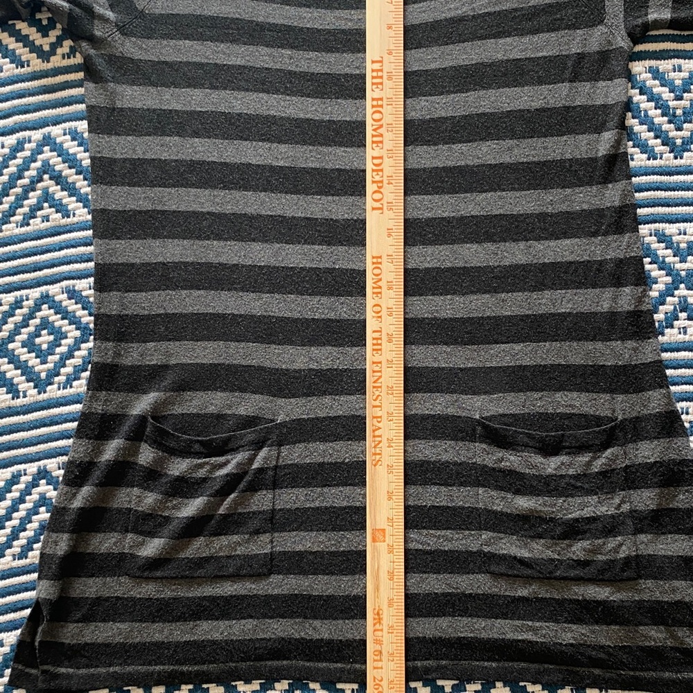 Eileen Fisher Striped Black and Gray Long Sleeve Pockets Women's Tunic Dress L - Picture 9 of 9